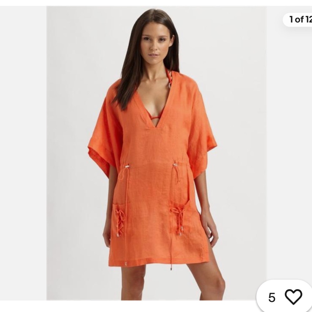Diane Von Furstenberg Yellow Green Ruched Cover Up